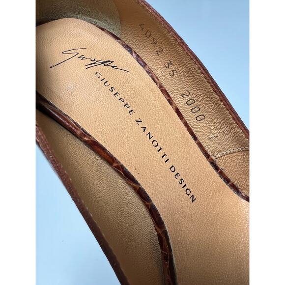 Giuseppe Zanotti Brown Alligator Crystal Embellishments Pumps Heels Shoes 35 - Picture 3 of 12